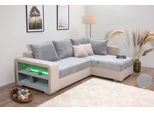 Ecksofa COLLECTION AB "John L-Form, B: 226 cm", grau (hellgrau), B:226cm H:40cm T:160cm, 100%Polyester, Sofas, Ecksofa, Schlaffunktion, Bettkasten, Regalelement, Licht & 2 Zierkissen