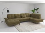 Wohnlandschaft SIT & MORE "Amica, U-Form, inkl. Sitztiefenverstellung und Armteilverstellung", grün (olive), B:357cm H:90cm T:231cm, 100% Polyester, Sofas, Wohnlandschaft, wahlweise mit Kopfteilverstellung, Schlaffunktion und Bettkasten