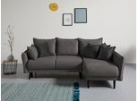 Ecksofa HOME AFFAIRE "Asra L-Form, B: 240 cm", schwarz (anthrazit), B:240cm H:95cm T:170cm, 100% Polyester, Sofas, Ecksofa, Schlaffunktion, Bettkasten, Taschen & 3 Zierkissen, Federkern