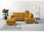 Ecksofa HOME AFFAIRE "Summer L-Form", gelb (mustard), B:236cm H:91cm T:170cm, 100% Polyester, Sofas, Ecksofa, mit Ottomane, wahlweise mit Schlaffunktion und Bettkasten, Cord-Bezug