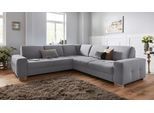 Ecksofa SIT & MORE "Santorini L-Form", grau, B:276cm H:82cm T:271cm, Struktur (100% Polyester);Struktur fein (95% Polyester, 5% Polyamid), Sofas, Ecksofa, mit Federkern und Sitztiefenverstellung, wahlweise mit Schlaffunktion