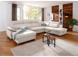 Wohnlandschaft OTTO HOME "Mauritius U-Form", beige (natur), B:354cm T:232cm, Struktur fein (100% Polyester);Luxus-Microfaser Lederoptik (100% Polyester);Soft clean (98% Polyester, 2% Polyamid), Sofas, Wohnlandschaft, mit Kopfteil- und Armlehnverstellung, wahlweise mit Schlaffunktion