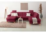 Wohnlandschaft OTTO HOME "Westerland U-Form", rot (bordeaux), B:303cm H:90cm T:213cm, 100% Polyester, Sofas, Wohnlandschaft, Federkern, wahlweise Schlaffunktion, Stauraum und Armlehn-Verstellung
