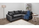 Ecksofa COLLECTION AB "Parma L-Form, B: 224 cm", grau (anthrazit), B:224cm H:42cm T:161cm, 100%Polyester, Sofas, Ecksofa, Schlaffunktion, Bettkasten & 2 Zierkissen, Federkern