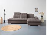 Ecksofa COTTA "Holiday L-Form mit Sitztiefen-, Armteil- und Kopfteilverstellung", schwarz (charcoal), B:302cm H:86cm T:190cm, 100% Polyester, Sofas, Ecksofa, wahlweise mit Schlaffunktion & Bettkasten