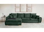 Ecksofa HOME AFFAIRE "Katja L-Form, B: 325 cm - OTTO. Verlässliche Qualität.", grün (dunkelgrün), B:325cm T:183cm, 100% Polyester, Sofas, Ecksofa, Schlaffunktion, Bettkasten & 4 Zierkissen