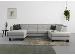 Wohnlandschaft SIT & MORE "Belluci U-Form", silber, B:321cm H:85cm T:195cm, Sofas, Wohnlandschaft, Kopfteilverstellung und Federkern, wahlweise mit Schlaffunktion