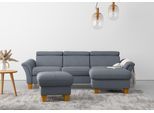 Ecksofa OTTO HOME "Lindgren L-Form", blau (hellblau), B:258cm H:84cm T:169cm, 100% Polyester, Sofas, Ecksofa, wahlweise mit Bett mit klappbaren Rollen, Kasten und Kopfverstellung
