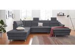 Wohnlandschaft SIT & MORE "Cardoso U-Form", grau (dunkelgrau), B:324cm H:90cm T:90cm, Luxus-Microfaser 1 (100% Polyester);Luxus-Microfaser 2 (100% Polyester);Luxus-Microfaser ALTARA NUBUCK (100% Polyester), Sofas, Wohnlandschaft, mit Federkern und Kopfstützen, mit Schlaffunktion und Relaxfunktion