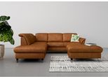 Ecksofa SIT & MORE "Maggiore L-Form", braun (cognac), B:261cm H:88cm T:224cm, 100% Polyester, Sofas, Ecksofa, wahlweise mit Kopfteilverstellung, Schlaffunktion und Stauraum