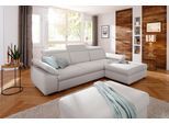 Ecksofa OTTO HOME "Mauritius L-Form", silber, B:287cm T:178cm, Struktur fein (100% Polyester);Luxus-Microfaser Lederoptik (100% Polyester);Soft clean (98% Polyester, 2% Polyamid), Sofas, Ecksofa, mit Kopfteil- und Armlehnverstellung, Schlaffunktion & Bettkasten