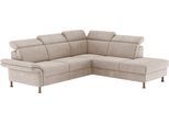 Ecksofa OTTO HOME "Calypso L-Form", beige (nature), B:259cm H:85cm T:227cm, 100% Polyester, Sofas, Ecksofa, mit Relaxfunktion motorisch im Sofa 2,5- Sitzer
