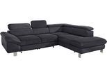 Ecksofa COTTA "Driver L-Form", schwarz, B:266cm H:73cm T:214cm, Struktur (100% Polyester);Chenille (90% Polyester, 10% Polyamid), Sofas, Ecksofa, mit Kopfteilverstellung, wahlweise mit Schlaffunktion & Bettkasten