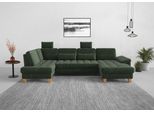 Wohnlandschaft SIT & MORE "Westham U-Form", grün (jungle), B:338cm H:88cm T:172cm, 90% Polyester 10%Polyamid, Sofas, Wohnlandschaft, wahlweise mit Schlaffunktion, Bettkasten, Sitztiefenverstellung