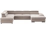 Wohnlandschaft SIT & MORE "Alcudia U-Form", grau (elefant), B:349cm H:73cm T:226cm, 100% Polyester, Sofas, Wohnlandschaft, wahlweise mit Schlaffunktion