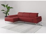 Ecksofa OTTO HOME "Caluna, L-Form, B:280cm, Federkern, in Stoff und Leder", rot (feuerrot), B:280cm H:81cm T:174cm, Sofas, Ecksofa, Inkl.Sitztiefenverstellung, wahlweise mit Kopf- und Armteilverstellung
