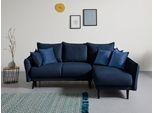 Ecksofa HOME AFFAIRE "Asra L-Form, B: 240 cm", blau (marineblau), B:240cm H:95cm T:170cm, 100% Polyester, Sofas, Ecksofa, Schlaffunktion, Bettkasten, Taschen & 3 Zierkissen, Federkern
