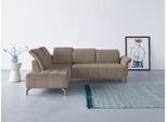Ecksofa OTTO HOME "Fresh L-Form", beige (sand), B:260cm H:79cm T:220cm, 100% Polyester, Sofas, Ecksofa, Federkern, wahlweise Kopfteilverstellung und motorischer Vorziehsitz