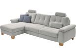 Ecksofa DIE PLANBAR "PP-LA19101 L-Form, Breite 316 cm", grau (silber), B:316cm H:86cm T:177cm, 88% Polyester;12% Polyamid, Sofas, Ecksofa, wahlweise mit Schlaffunktion und verstellbaren Kopfstützen, in Cord
