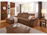 Ecksofa OTTO HOME "Mauritius L-Form", braun, B:287cm T:178cm, Struktur fein (100% Polyester);Luxus-Microfaser Lederoptik (100% Polyester);Soft clean (98% Polyester, 2% Polyamid), Sofas, Ecksofa, mit Kopfteil- und Armlehnverstellung, Schlaffunktion & Bettkasten