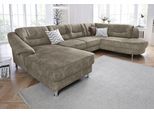 Wohnlandschaft SIT & MORE "Salsa U-Form", grau (taupe), B:333cm H:86cm T:205cm, Struktur (100% Polypropylen);Bedruckte Microfaser (100% Polyester);Luxus-Microfaser ALTARA NUBUCK (100% Polyester), Sofas, Wohnlandschaft, mit Federkern, wahlweise mit Schlaffunktion