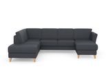 Wohnlandschaft SIT & MORE "Visby U-Form", grau (dunkelgrau), B:303cm H:87cm T:213cm, Sofas, Wohnlandschaft, wahlweise mit Schlaffunktion und Stauraum, frei im Raum stellbar