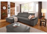 Ecksofa OTTO HOME "Mauritius L-Form", grau, B:287cm T:178cm, Struktur fein (100% Polyester);Luxus-Microfaser Lederoptik (100% Polyester);Soft clean (98% Polyester, 2% Polyamid), Sofas, Ecksofa, mit Kopfteil- und Armlehnverstellung, Schlaffunktion & Bettkasten