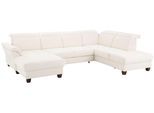 Wohnlandschaft OTTO HOME "Solvei U-Form", beige (natur), B:342cm H:104cm T:235cm, Struktur (100% Polyester);Luxus-Microfaser Lederoptik (100% Polyester);Luxus-Microfaser ALTARA NUBUCK (100% Polyester), Sofas, Wohnlandschaft, Sitztiefenverstellung und Federkern, wahlweise Kopfteilverstellung