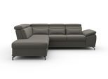Ecksofa SIT & MORE "Cabrio L-Form, B: 274 cm, mit Sitztiefen-, Arm- & Kopfteilverstellung", braun (schlamm), B:274cm H:87cm T:230cm, 100% Polyester, Sofas, Ecksofa, 3 Nierenkissen, Federkern, optional Schlaffunktion und Stauraum