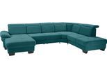 Wohnlandschaft OTTO HOME "Cornwall U-Form", blau (petrol), B:360cm H:84cm T:253cm, Struktur fein (100% Polyester);Luxus-Microfaser weich (90% Polyester, 10% Polyamid), Sofas, Wohnlandschaft, inkl. Sitztiefenverstellung, wahlweise mit Schlaffunktion