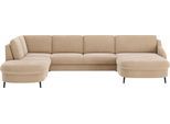 Wohnlandschaft SIT & MORE "Soul U-Form", braun (macciato), B:356cm H:90cm T:239cm, 100% Polyester, Sofas, Wohnlandschaft, wahlweise mit Schlaffunktion und Bettkasten oder Schubkasten