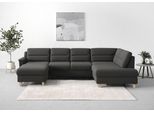 Wohnlandschaft SIT & MORE "Farö U-Form", grau (fango), B:325cm H:90cm T:187cm, Sofas, Wohnlandschaft, inklusive Federkern, wahlweise mit Schlaffunktion und Bettkasten