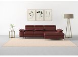 Ecksofa SIT & MORE "Cabrio L-Form, B: 295 cm, mit Sitztiefen-, Arm- & Kopfteilverstellung", rot (merlot), B:295cm H:87cm T:180cm, Sofas, Ecksofa, 2 Nierenkissen, Federkern, optional Schlaffunktion und Stauraum