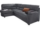 Ecksofa SIT & MORE "Pandora L-Form", grau (dunkelgrau), B:251cm H:91cm T:176cm, Luxus-Microfaser ALTARA NUBUCK (100% Polyester);Luxus-Microfaser ALTARA NUBUCK (100% Polyester);Luxus-Microfaser (100% Polyester), Sofas, Ecksofa, wahlweise mit Schlaffunktion und Bettkasten