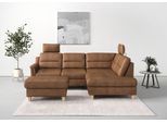 Ecksofa SIT & MORE "Farö L-Form", braun (cognac), B:251cm H:90cm T:187cm, Sofas, Ecksofa, inklusive Federkern, wahlweise mit Schlaffunktion und Bettkasten