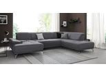 Wohnlandschaft OTTO HOME "Caluna", grau, B:334cm H:81cm T:235cm, Flachgewebe Mura: (100% Polyester);Luxus-Microfaser Vintageoptik (100% Polyester);Luxus-Mikrofaser (90% Polyester, 10% Polyamid), Sofas, Wohnlandschaft, Inkl.Sitztiefenverstellung, wahlweise mit Kopf- und Armteilverstellung