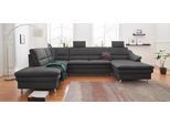 Wohnlandschaft SIT & MORE "Cardoso U-Form", grau (anthrazit), B:324cm H:90cm T:90cm, Luxus-Microfaser 1 (100% Polyester);Luxus-Microfaser 2 (100% Polyester);Luxus-Microfaser ALTARA NUBUCK (100% Polyester), Sofas, Wohnlandschaft, mit Federkern und Kopfstützen, mit Schlaffunktion und Relaxfunktion