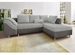 Ecksofa COLLECTION AB "Sally L-Form, B: 256 cm", grau (hellgrau), B:256cm H:87cm T:165cm, Microfaser PRIMABELLE (100% Polyester) / Struktur (80% Polyester, 20% Acryl);Struktur (80% Polyester, 20% Acryl);Kunstleder SOFTLUX / Struktur (80% Polyester, 20% Acryl);Microfaser PRIMABELLE (100% Polyester) / Cord (100% Polyester), Sofas, Ecksofa, 1 Zierkissen, optional Schlaffunktion & Bettkasten