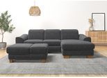 Ecksofa HOME AFFAIRE "Dundee L-Form", grau (anthrazit), B:264cm H:86cm T:170cm, Flachgewebe (100% Polyester), Sofas, Ecksofa, wahlweise mit Kopfteilverstellung und zusätzlich mit Schlaffunktion