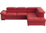 Ecksofa SIT & MORE "Viola, L-Form, Leder, B: 249 cm", beige (feuerrot), B:249cm H:73cm T:226cm, Sofas, Ecksofa, optional mit Schlaffunktion