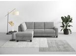 Ecksofa OTTO HOME "Summer L-Form", silber, B:236cm H:91cm T:170cm, 100% Polyester, Sofas, Ecksofa, mit Ottomane, mit oder ohne Schlaffunktion und Bettkasten, Cord-Bezug