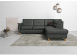 Ecksofa HOME AFFAIRE "Palmera, L-Form, B: 236 cm, Bettfunktion & Bettkasten wählbar", grau (anthrazit), B:236cm H:89cm T:212cm, Luxus-Microfaser (100% Polyester);Struktur (100% Polyester);Luxus-Microfaser in Lederoptik (100% Polyester), Sofas, Ecksofa, Federkern-Polsterung, Sitzhöhe 48 cm, handgefertigt, stilvolles Design