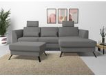 Ecksofa SIT & MORE "Olsen L-Form", grau, B:261cm H:88cm T:172cm, 98% Polyester 2%Polyamid, Sofas, Ecksofa, inklusive Sitztiefenverstellung, optional Schlaffunktion, 15cm hoch