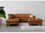 Ecksofa SIT & MORE "Maggiore L-Form", braun (cognac), B:261cm T:224cm, 100% Polyester, Sofas, Ecksofa, wahlweise mit Kopfteilverstellung, Schlaffunktion und Stauraum