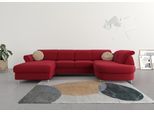 Wohnlandschaft SIT & MORE "Apulia U-Form", rot, B:304cm H:78cm T:192cm, Webstoff (100% Polyester);Struktur weich (90% Polyester, 10% Polyamid);Luxus-Microfaser Euphoria (100% Polyester), Sofas, Wohnlandschaft, wahlweise Schlaffunktion, Bettkasten und Kopf- und Armteilverstellung