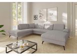 Wohnlandschaft SIT & MORE "Morris Jubi U-Form, B: 300 cm, Armteilverstellung", grau (hellgrau), B:300cm H:83cm T:202cm, 95% Polyester, 5% Polyamid, Sofas, Wohnlandschaft, optional mit Bettfunktion, 1 Zierkissen, komfortable Sitzhöhe 44 cm