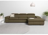 Ecksofa OTTO HOME "Alberto L-Form", grün (olive), B:286cm H:73cm T:174cm, Luxus-Microfaser Lederoptik (100% Polyester);Luxus-Microfaser ALTARA NUBUCK (100% Polyester);Luxus-Microfaser weich (90% Polyester, 10% Polyamid);Microfaser Antiklederoptik, Sofas, Ecksofa, mit Kopfteilverstellung, wahlweise mit Schlaffunktion