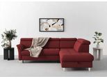 Ecksofa SIT & MORE "Marano L-Form", rot (bordeaux), B:252cm T:216cm, 100% Polyester, Sofas, Ecksofa, inklusive Kopfteilverstellung, optional Schlaffunktion & Bettkasten
