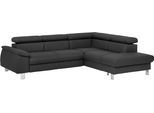 Ecksofa COTTA "Komaris L-Form, B: 249 cm", schwarz, B:249cm H:72cm T:100cm, Microfaser PRIMABELLE (100% Polyester);Kunstleder SOFTLUX;Feinstruktur (100% Polyester);Kunstleder SOFTLUX/Struktur (100% Polyester);NaturLEDER, Sofas, Ecksofa, mit Kopfteilverstellung, optional Schlaffunktion, Bettkasten & Licht