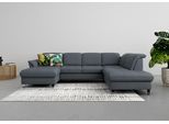 Wohnlandschaft SIT & MORE "Maggiore U-Form", grau (dunkelgrau), B:312cm T:224cm, 98% Polyester, 2% Polyamid, Sofas, Wohnlandschaft, wahlweise mit Kopfteilverstellung, Schlaffunktion und Stauraum